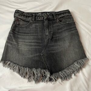 Free People We The Free Size 26 Black Bailey Denim Mini Skirt Maverick Fringe
